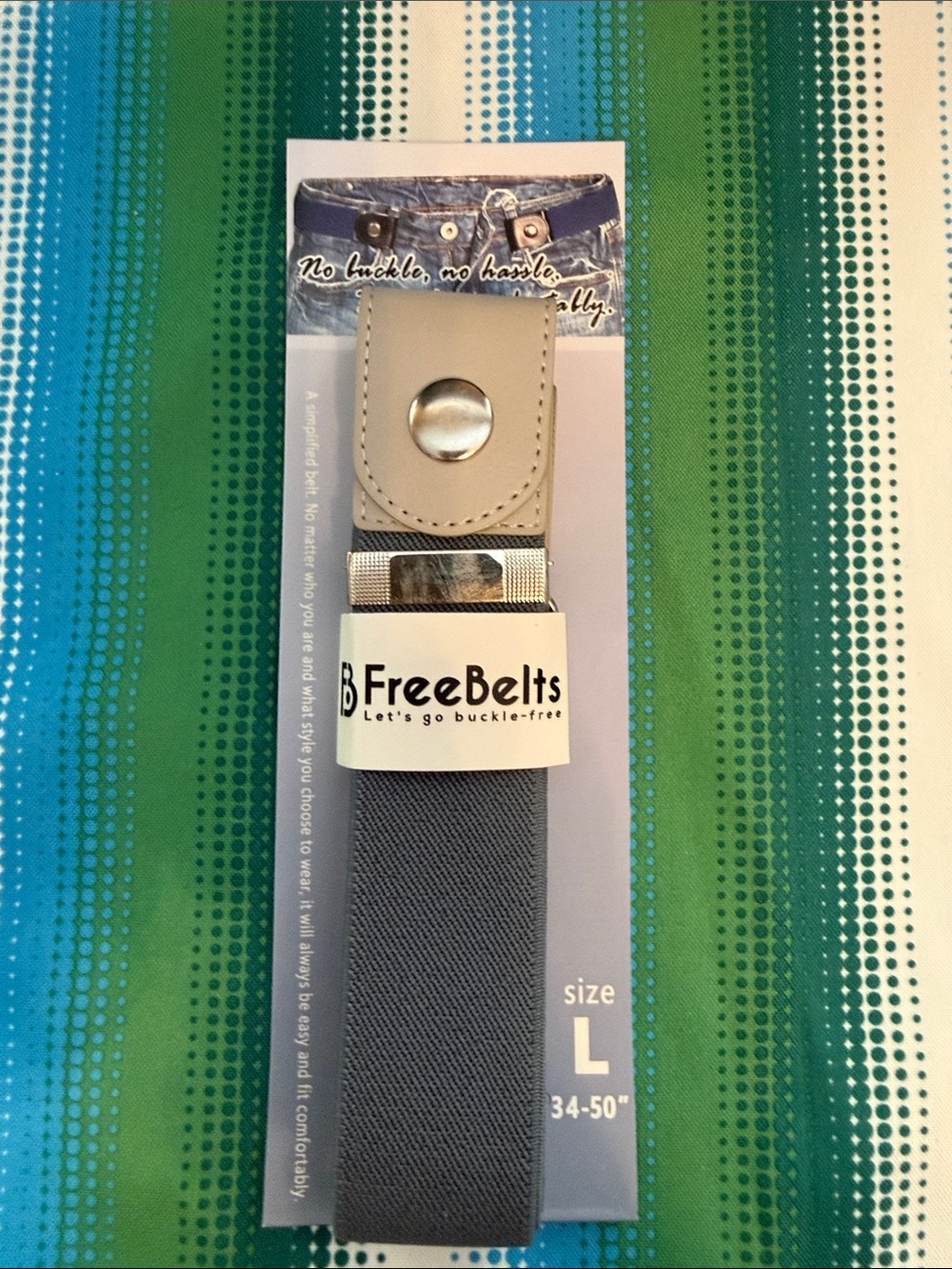 Women's Gray No-Buckle Stretch Belt - Size L